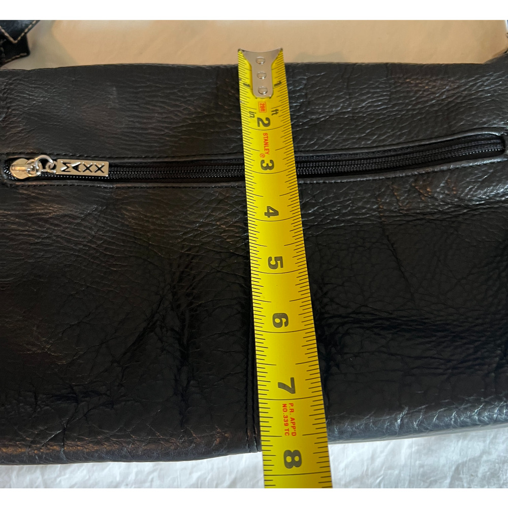 MAXX New York Black Leather Shoulder Bag Hobo Purse Large Pocket Handbag Silver - Picture 10 of 16
